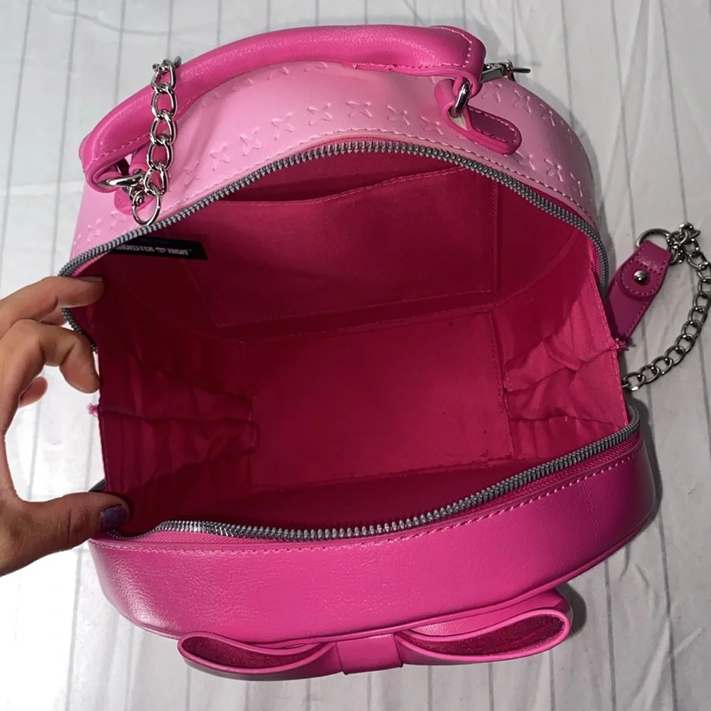 Monster High Draculaura Bow Crossbody Bag Pink Round Crossbody Bag Chain Strap - Picture 7 of 13